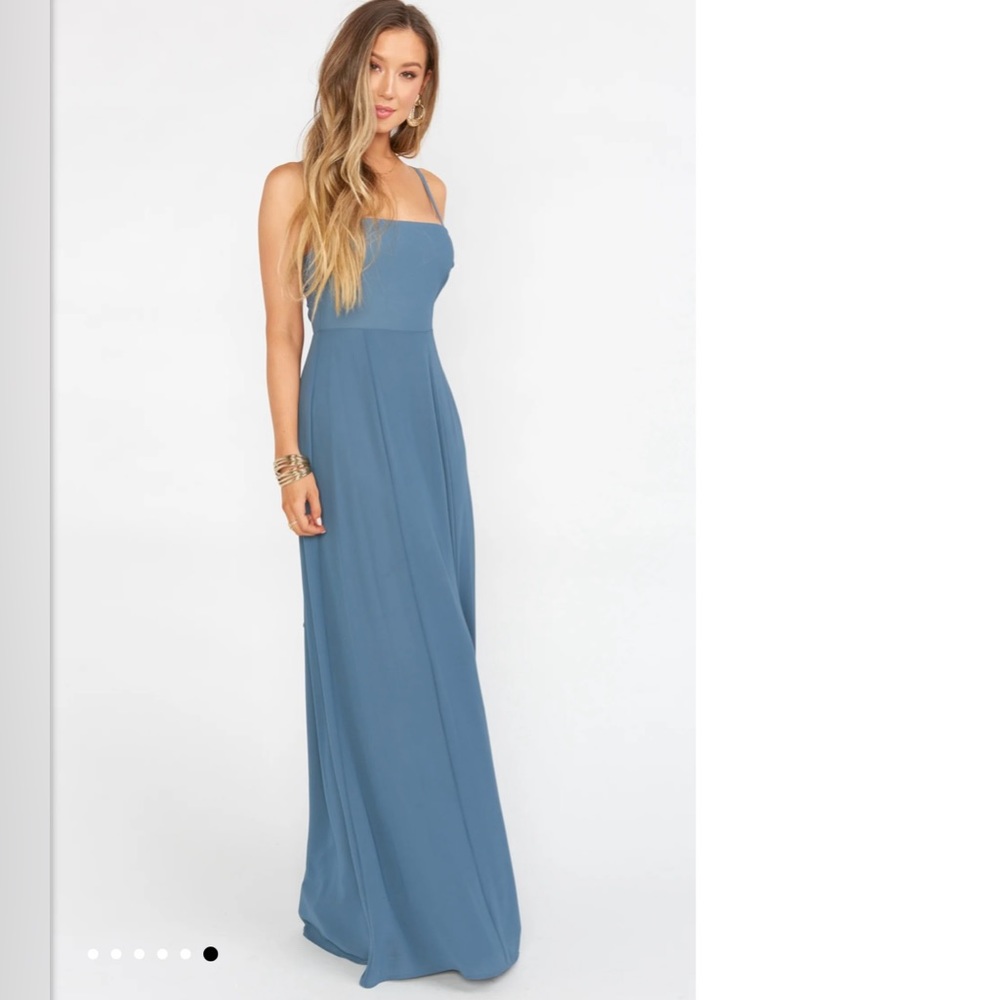 Slate Blue Chiffon Show Me Your Mumu Lauren Tie Dress